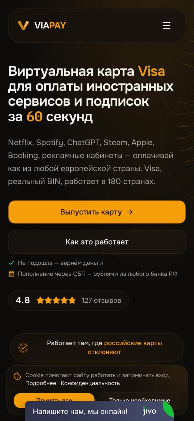 Мобильная версия VIAPAY